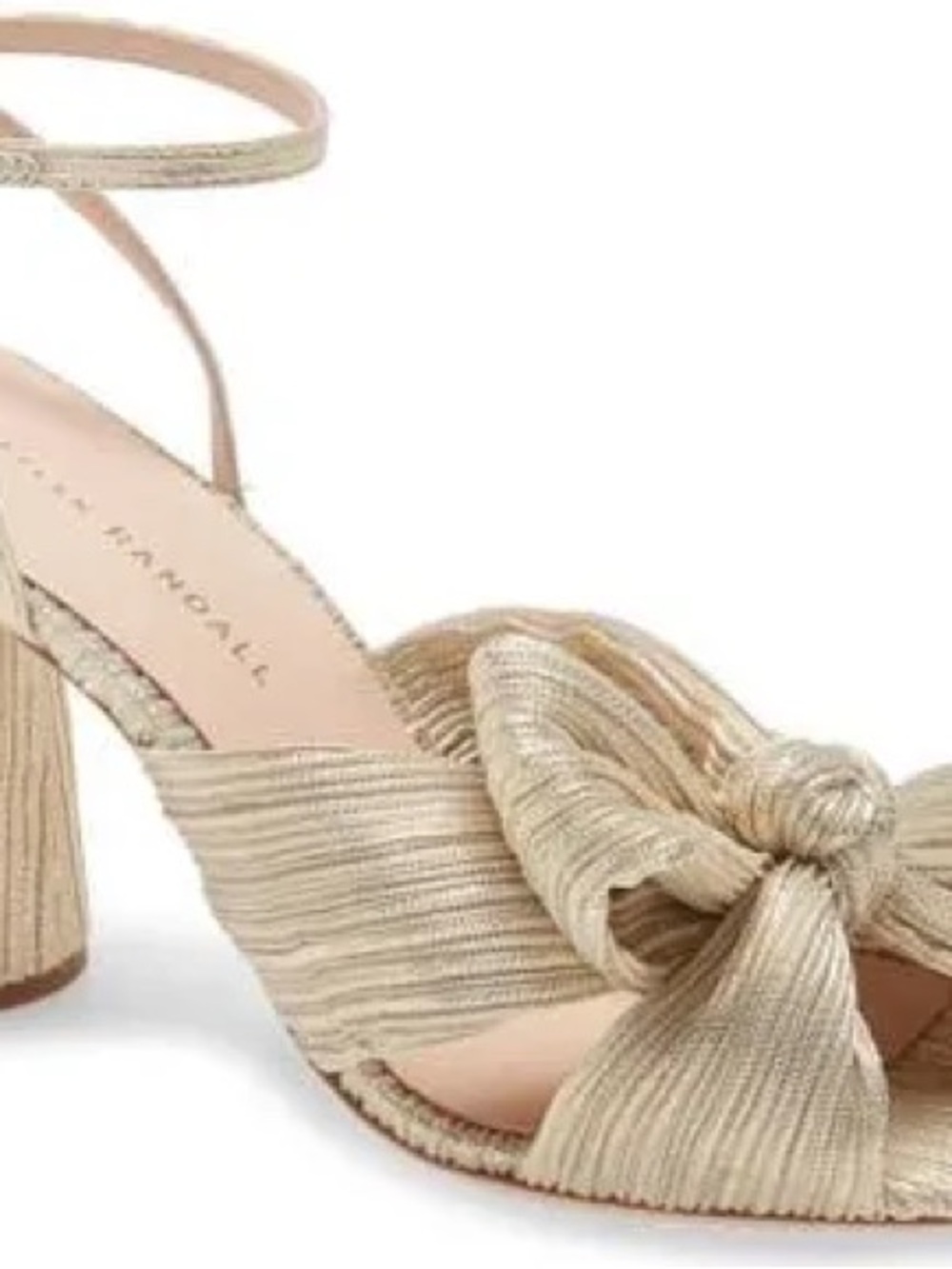 Loeffler Randall Metallic Platinum Knotted Block Heel Sandal